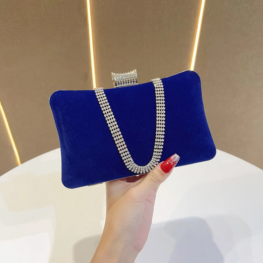 

Роскошные женские вечерние сумки-клатчи с бриллиантами, сумки через плечо с цепочками для вечеринок, бархатные сумочки для банкетов
