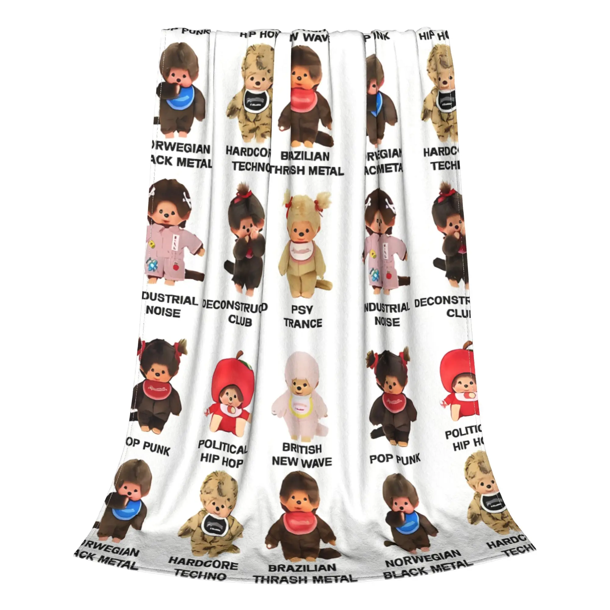 1PC Music Genres Toy Music Meme M-Monchhichi Home Room Decorations Winter Blankets For Adults Bedding Home Interior Sofa Knee