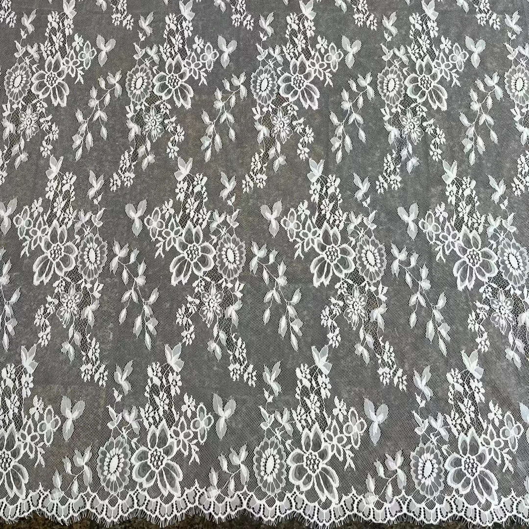 3meter price bridal chantilly lace fabric Off white lingerie lace Two lashes lace fabric material in stock 2025 Designs new