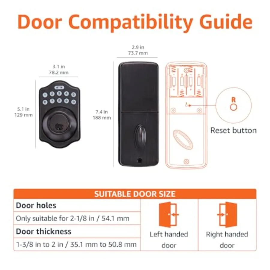 Electronic Keypad Deadbolt Door Lock with Touch-Control Keyless Entry, Keyed Entry Option, Traditional view 3