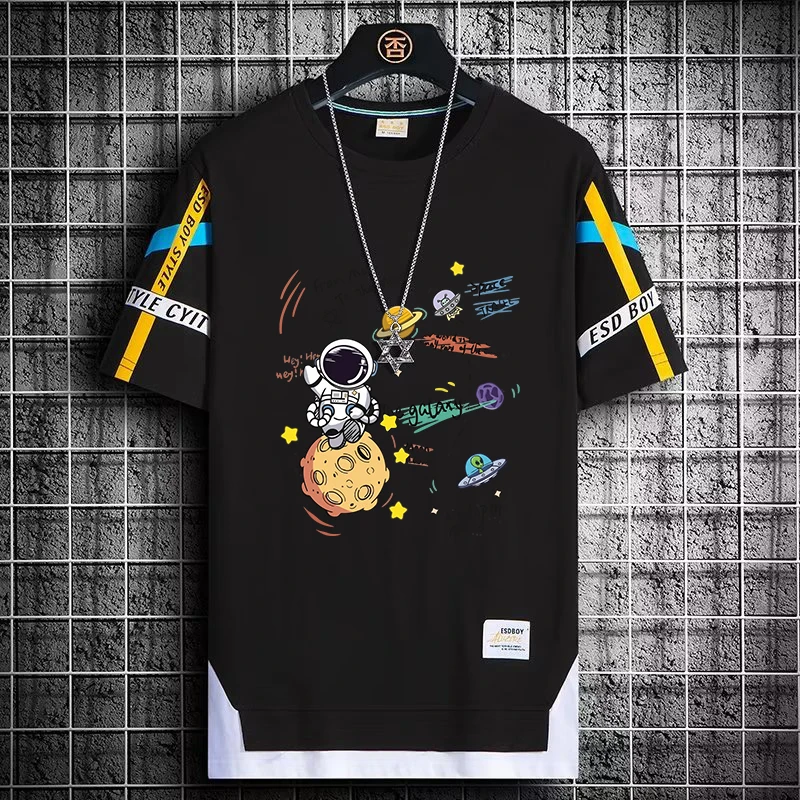 Men\'s O Neck Cartoon Top Summer Hot Selling T-shirts Daily Casual Short Sleeved Sportswear High Street  Fashion Men\'s Clothing