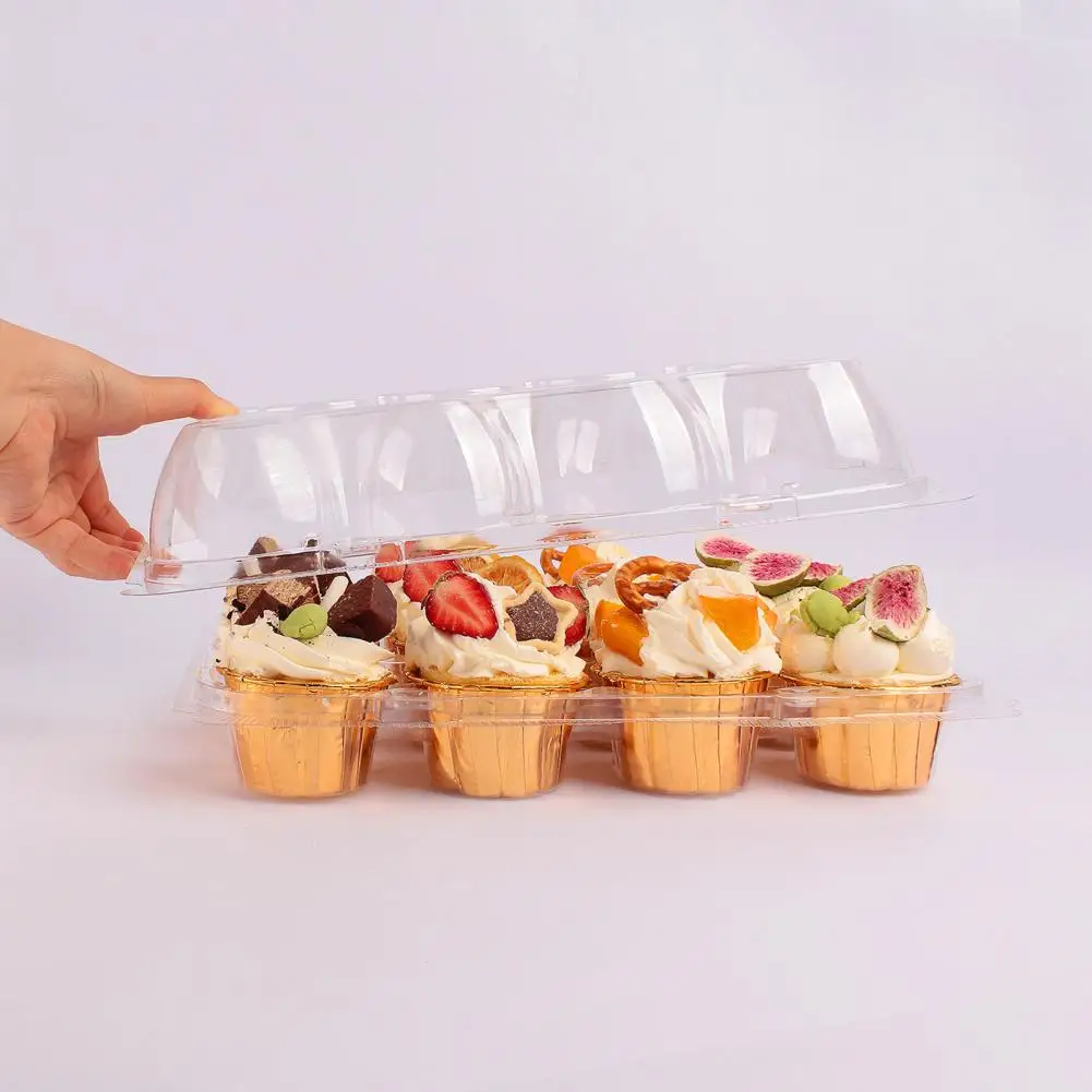 

Cupcake Holder Stackable Cupcake Carrier with 12 Grids for Home Parties Transparent Cupcake Box Trays Disposable Storage