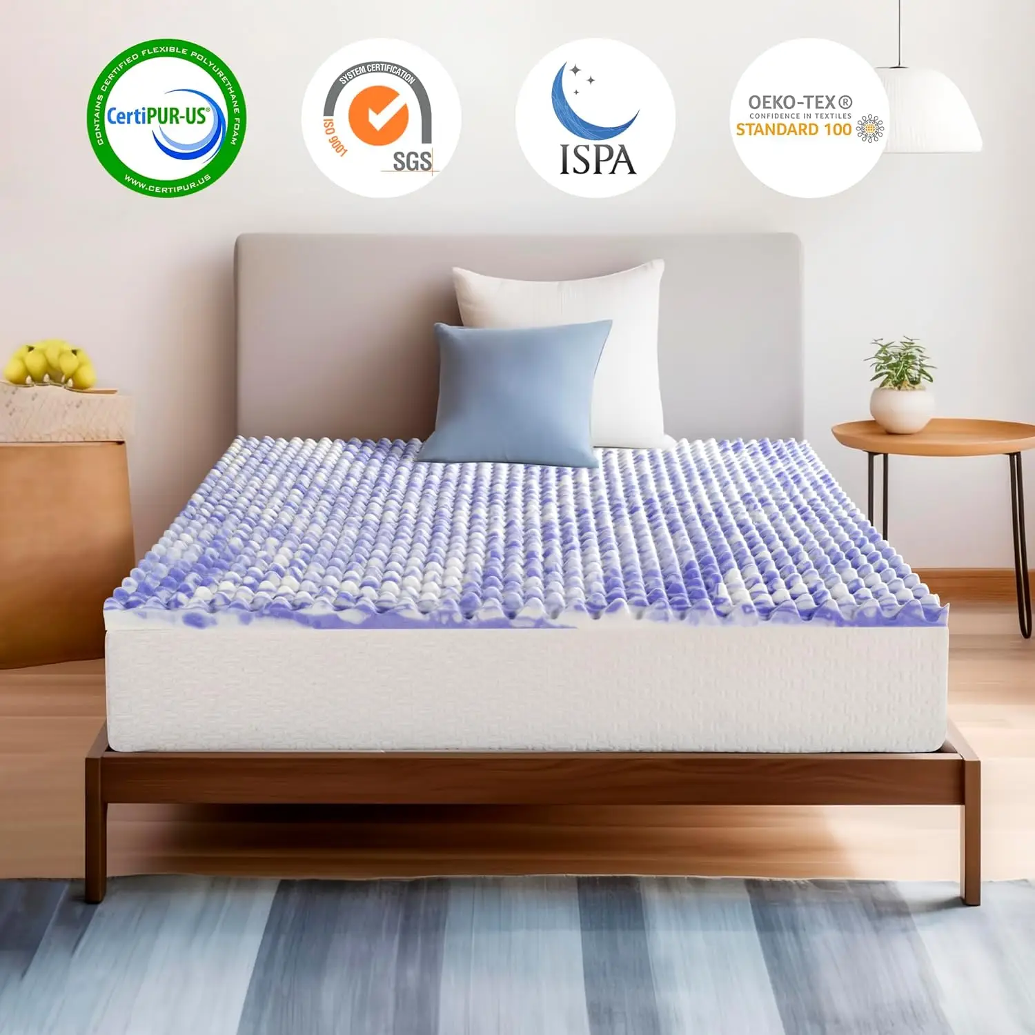 

Memory Foam Mattress Topper 2 Inch Egg Crate Twin Xl,Purple Supportive Gel Foam Mattress Topper For Pressure Relief,Bed Topper