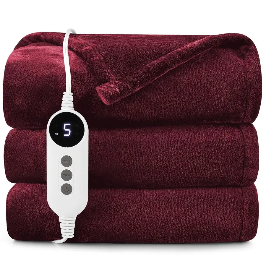 

Heated Electric Blanket Throw, 2Layer Cozy Warm Flannel 62 x 84, Heating Blanket with 9 Heating Levels, 2 4 6 10 Hours Auto Off,