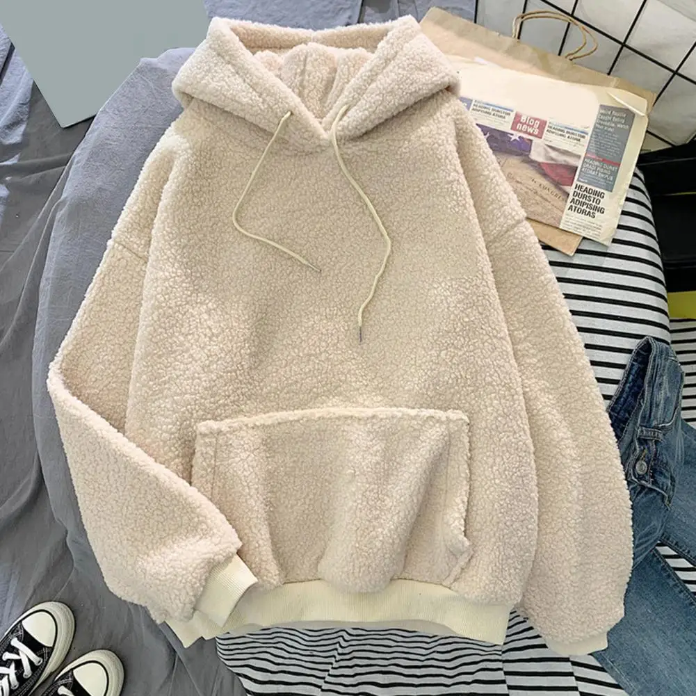 Winter Warm Hoodie Cozy Fleece Hoodie with Elastic Cuffs Big Pocket for Women Winter Warmth Style for Outdoor Activities Sports