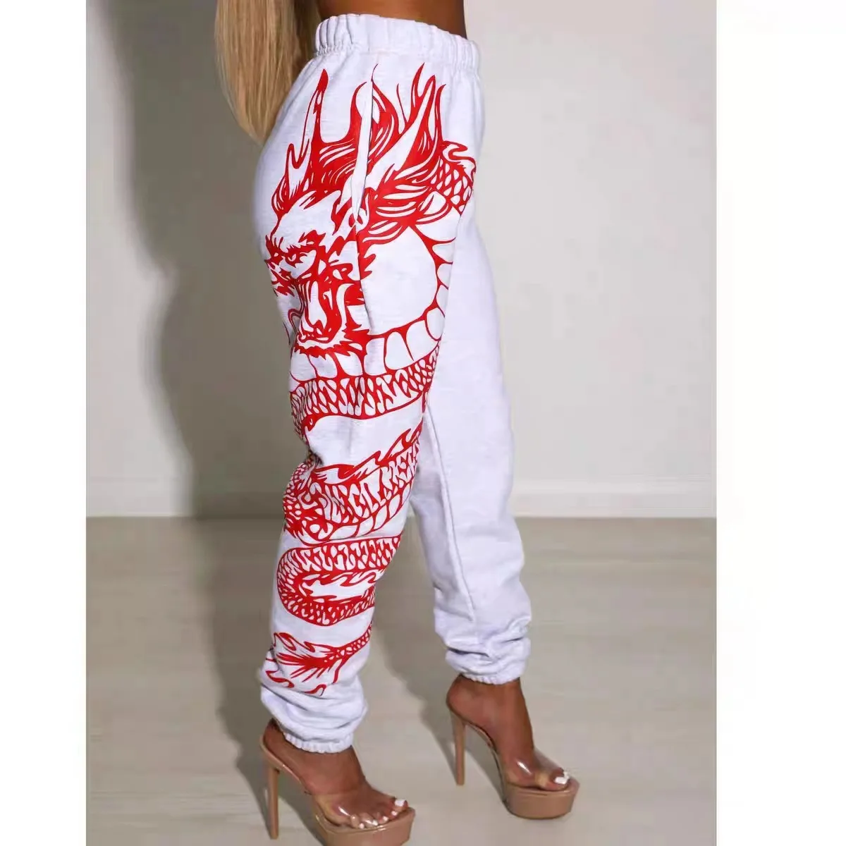 Mode Grafik Gedruckt Jogginghose Damen Sport Jogger Hosen Baddie Hip Hop Hohe Taille Streetwear Frauen Yoga Jogger Hosen