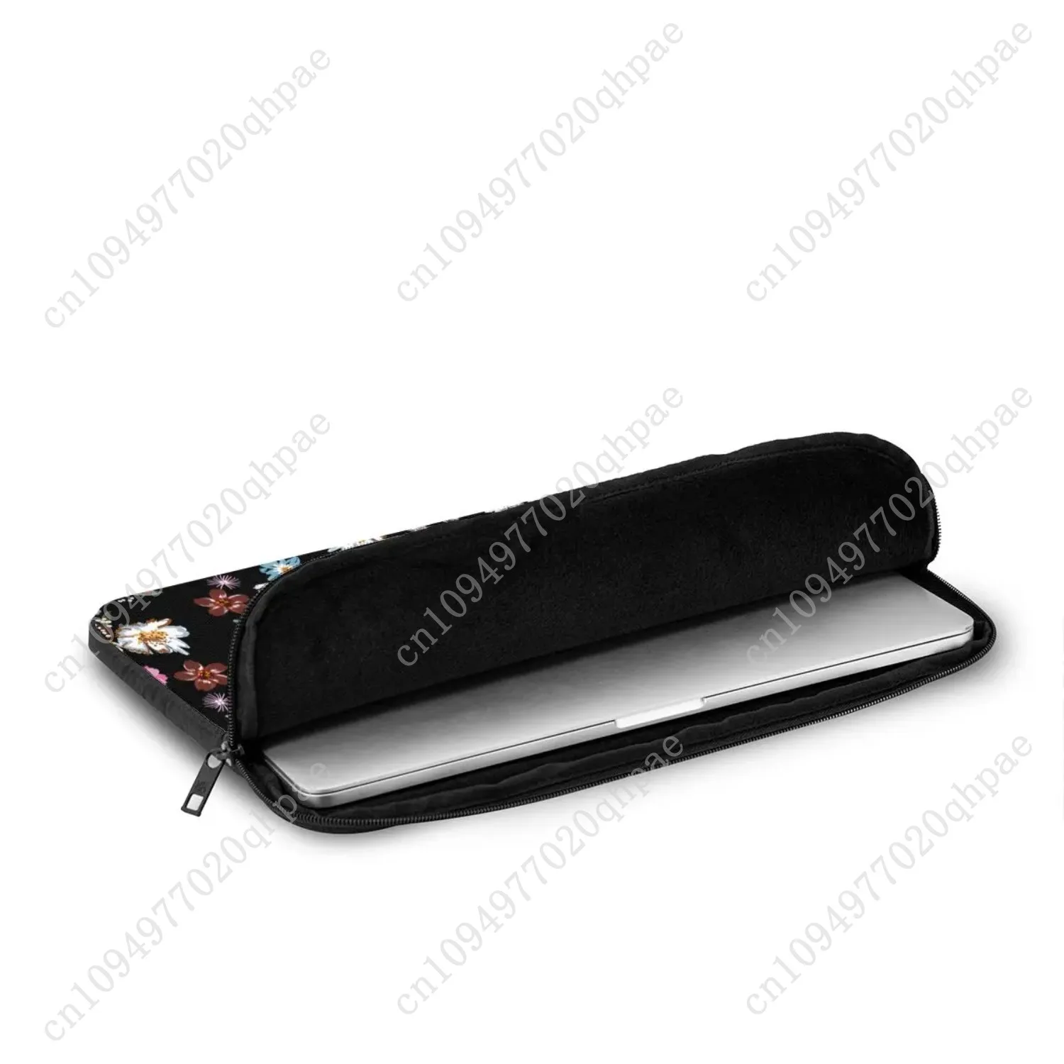 الزهور الملونة موضة الأزهار حقيبة لابتوب حافظة 12 13 15 17 بوصة دفتر كم حافظة أسود وردي خلفية للصدمات حقيبة #4