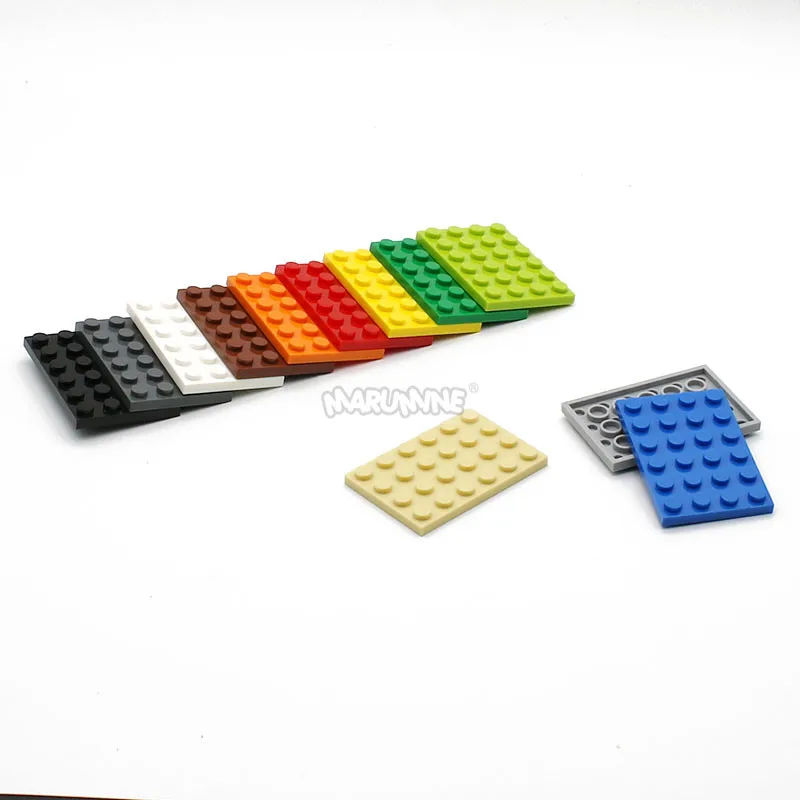 Marumine-Building Blocks Base Plate, MOC Bricks, Peças DIY, Acessórios para Kit de Modelagem Base, Baseplate Clássico, 4x6, 10Pcs, 3032