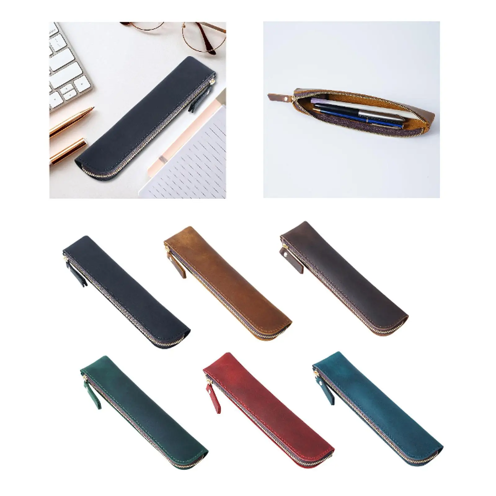 

PU Leather Pencil Holder Sleeve Bag for Birthday Gifts Compact Multifunctional Lightweight Accessory 7.8x1.7inch Makeup Bag