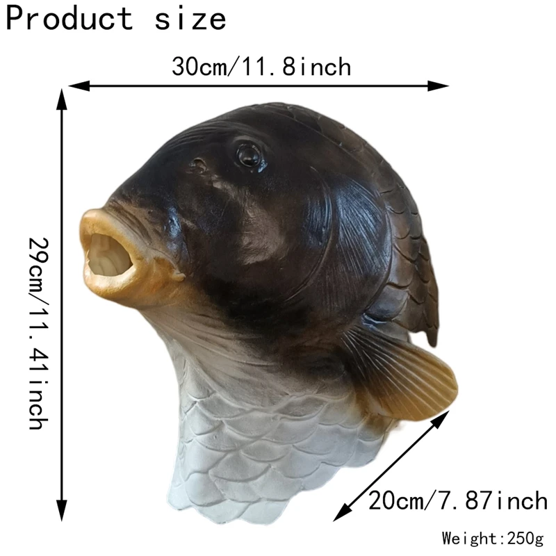 성인용 현실적인 라텍스 물고기 마스크, 동물 머리 마스크, 할로윈 코스튬 모자 소품, 가장 무도회 파티 원피스 장식