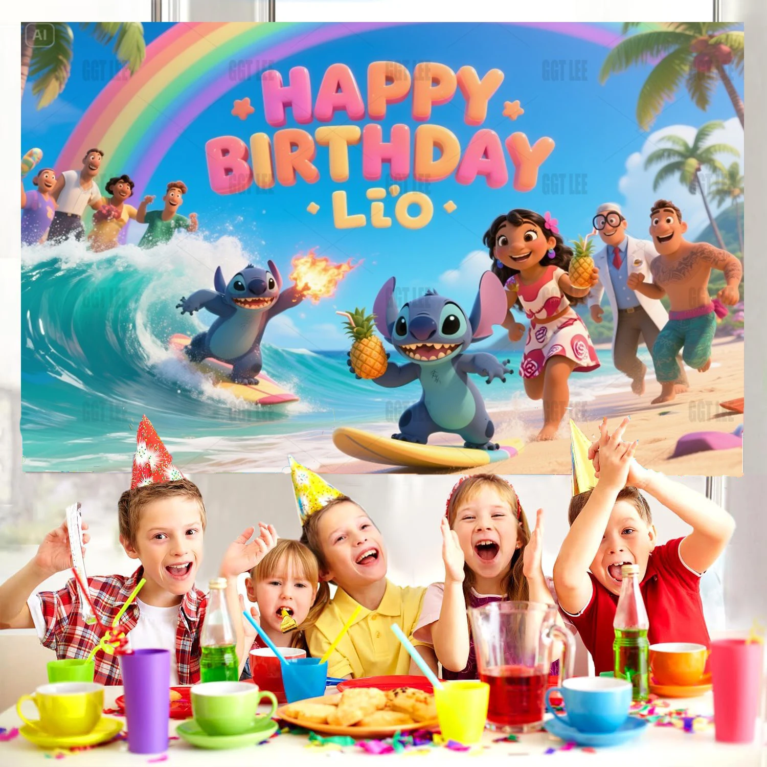 Disney Magic Kitchen ฉากหลัง - Tiana Okra Naveen กบ Louis สับตกแต่ง Happy วันเกิดการถ่ายภาพพื้นหลังที่กําหนดเอง