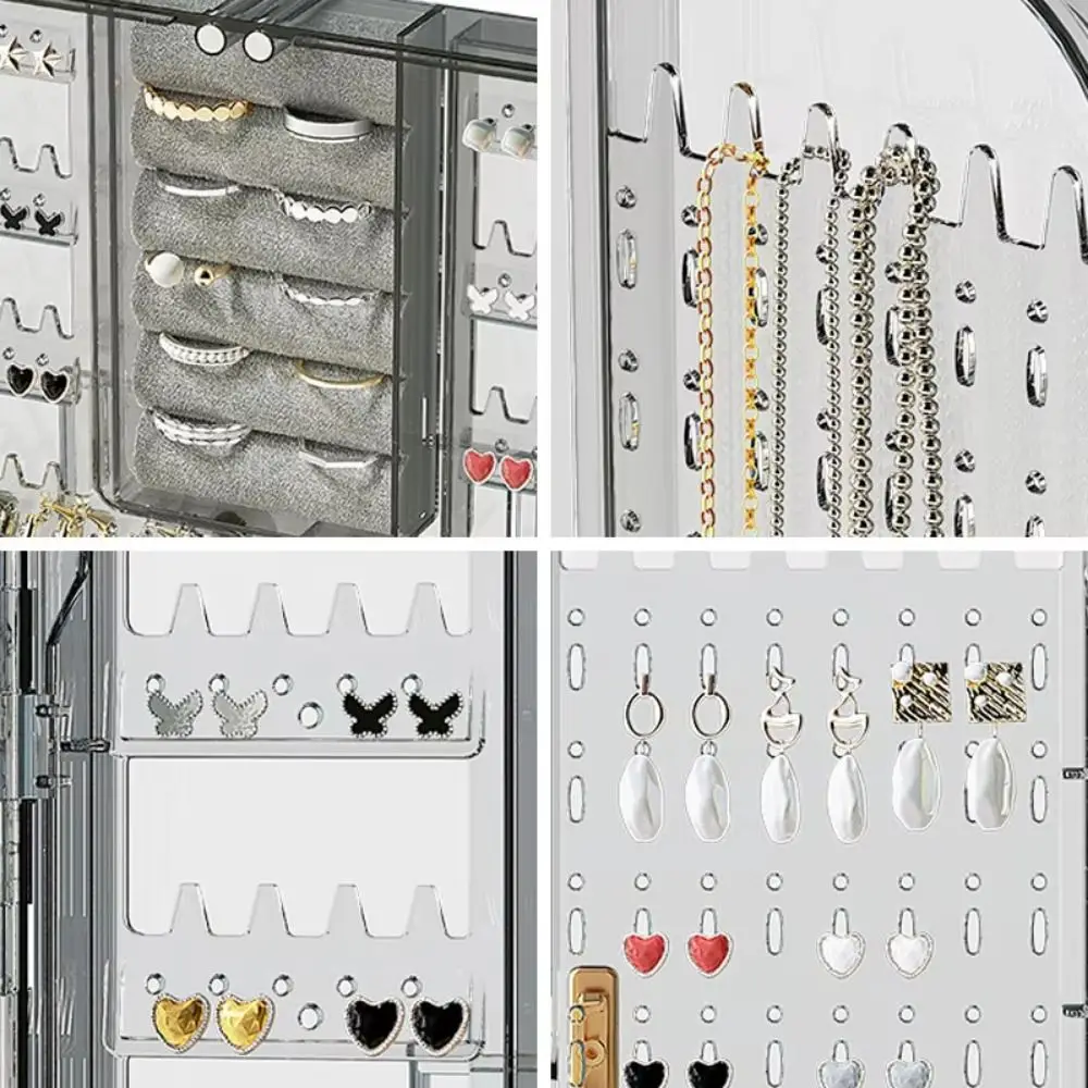 Transparent Visible Jewelry Storage Box Dustproof Wall-mounted Jewelry Display Rack Large Capacity No Drilling