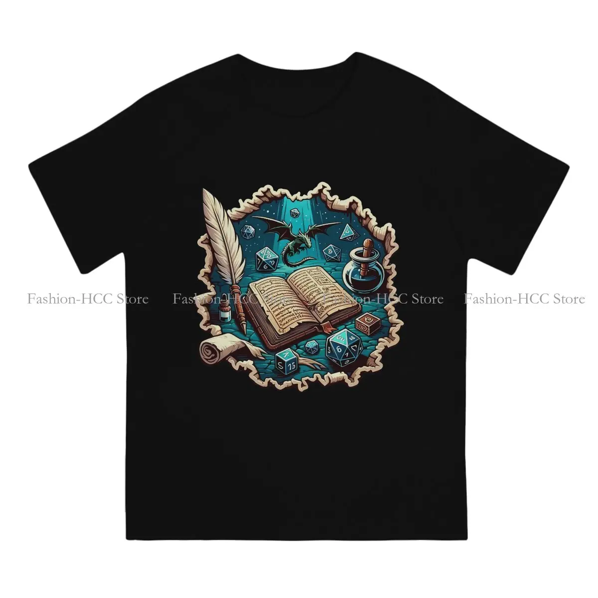 Dungeon Polyester TShirt for Men Enchanted Realms Humor Casual Tee T Shirt Novelty Trendy