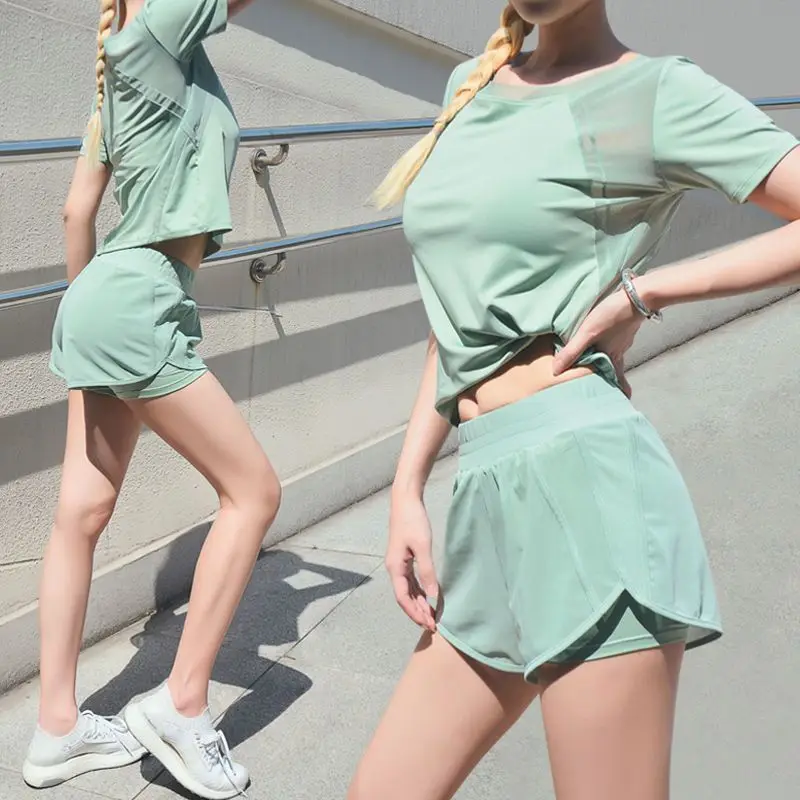 Summer New 2024 Sporty Suit Casual Minimalist Gauze Ventilation Slim All-match Comfortable Thin Women's Clothing Set 2 Pieces