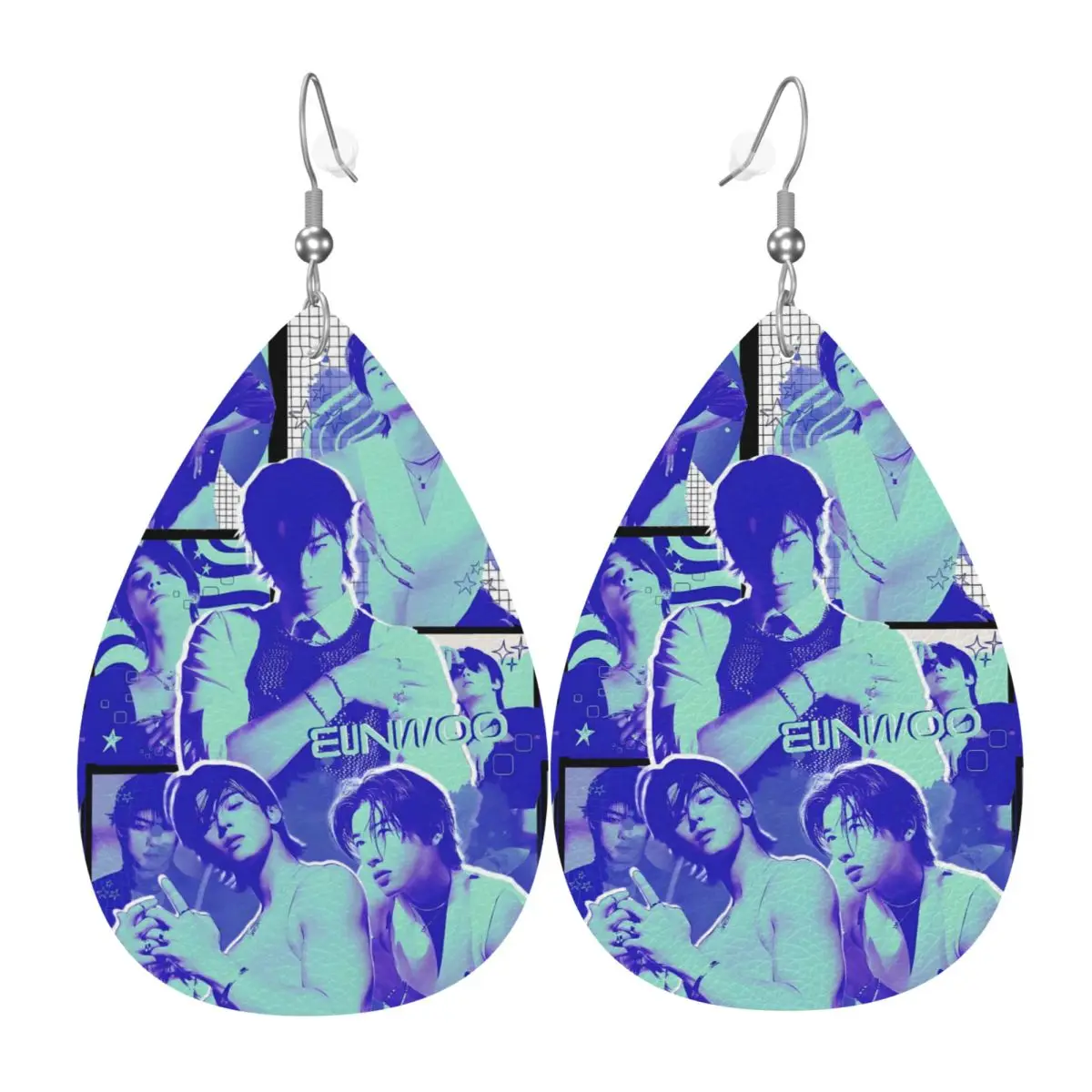 Custom Cha-A Singer Eun Woos Leather Earrings for Women Kpop Star Dangle Earrings Jewelry Accessories