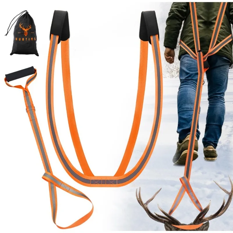 Deer Tow Rope Outdoor Hunting Antler Drawstring with Handle Prey Tow Strap Heavy Duty Belt Hunting Tow Drawstring