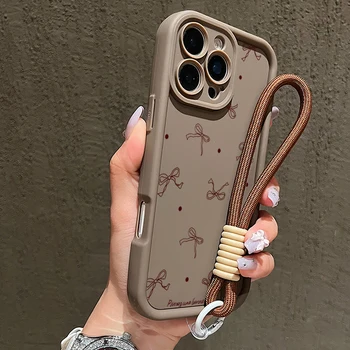 Cute Polka Dot Bow Pattern Soft Lanyard Phone Case For Xiaomi Redmi Note 14 13 12 Pro…