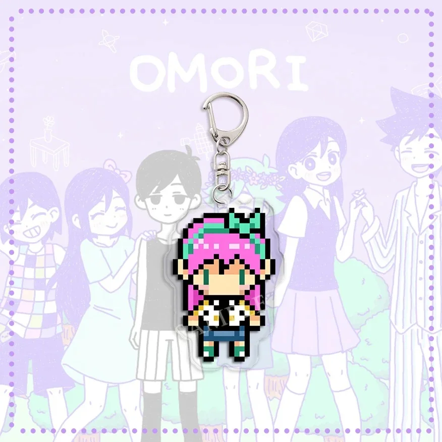 Anime Omori Pixel  Keychain Figures Basil Kel Sunny Pendant Keyring Chain Accessories Bag Men Women Gift Accessories Jewelry