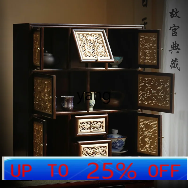 

lmm storage cabinet tea room entrance desktop ornament palace gold silk nanmu wanfu cabinet