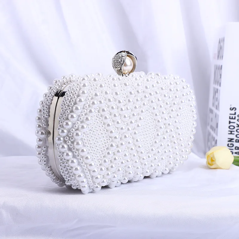 Lovevook 2024 custom wholesale Handmade beaded pearl evening hand bag women shining pearl banquet ladies clutch handbag