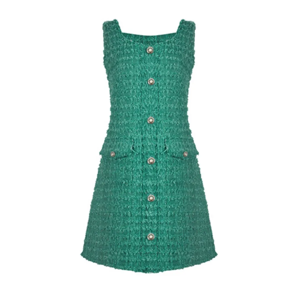 

Green Fringe dress New woven vest dress for spring/fall/summer