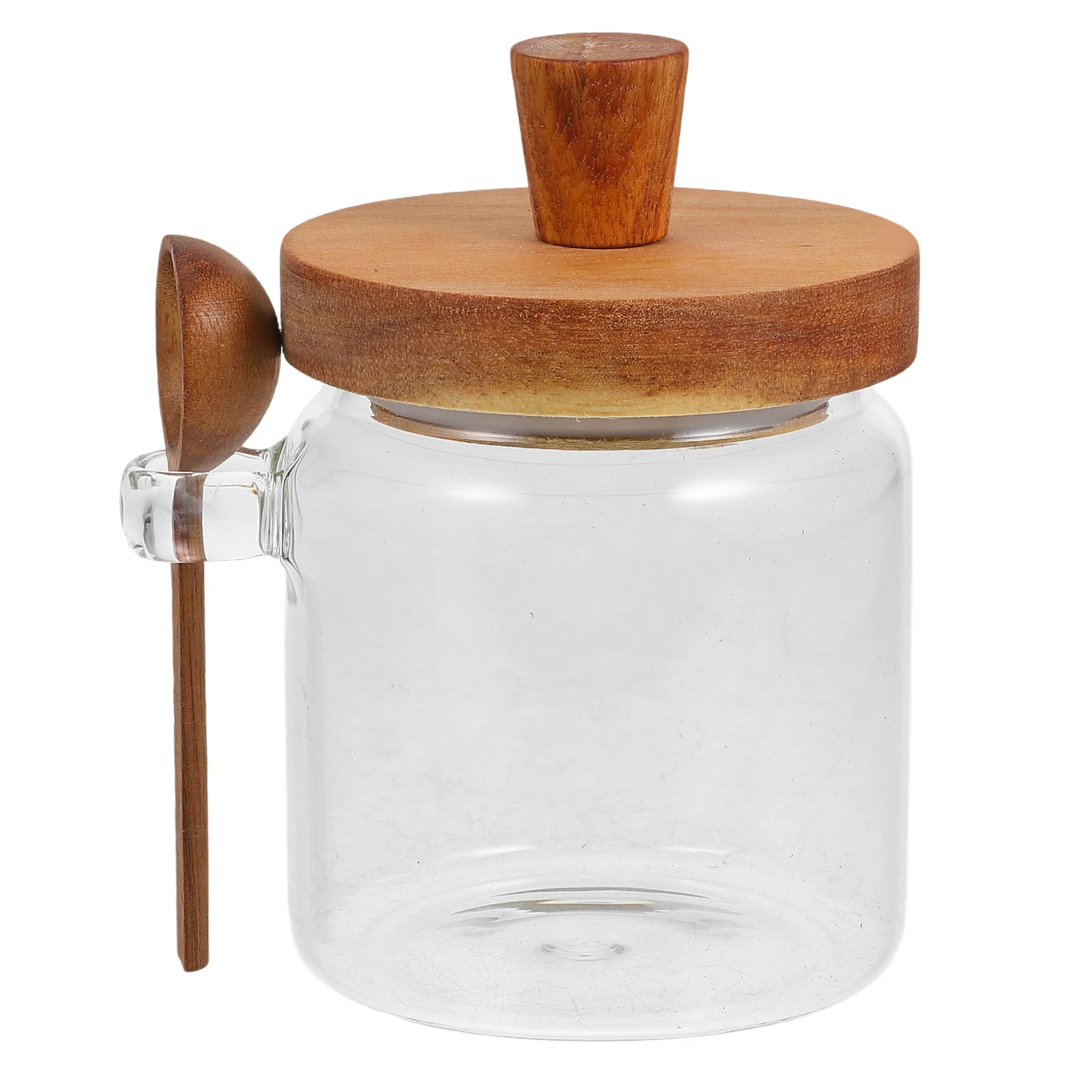 1 set di contenitori per barattoli di vetro per miele con coperchio in legno, bastoncini per miele, dispenser per contenitori per sciroppo da cucina, barattolo per sciroppo domestico
