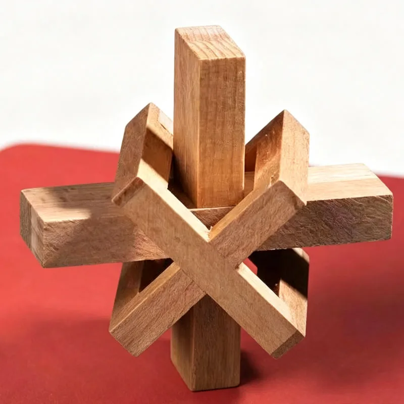 Cross Out Tricky Wooden Disentanglement Puzzles Brain Teasers Luban Lock Educational IQ Challenge Toys For Kids & Adults