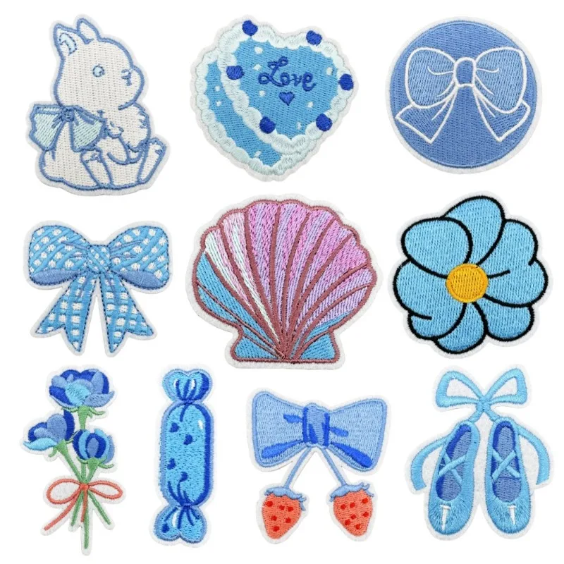 

Blue style Embroidered Iron on Patches Candy DIY Sew on Patches Applique for Clothing Jackets Jeans Pants Backpacks