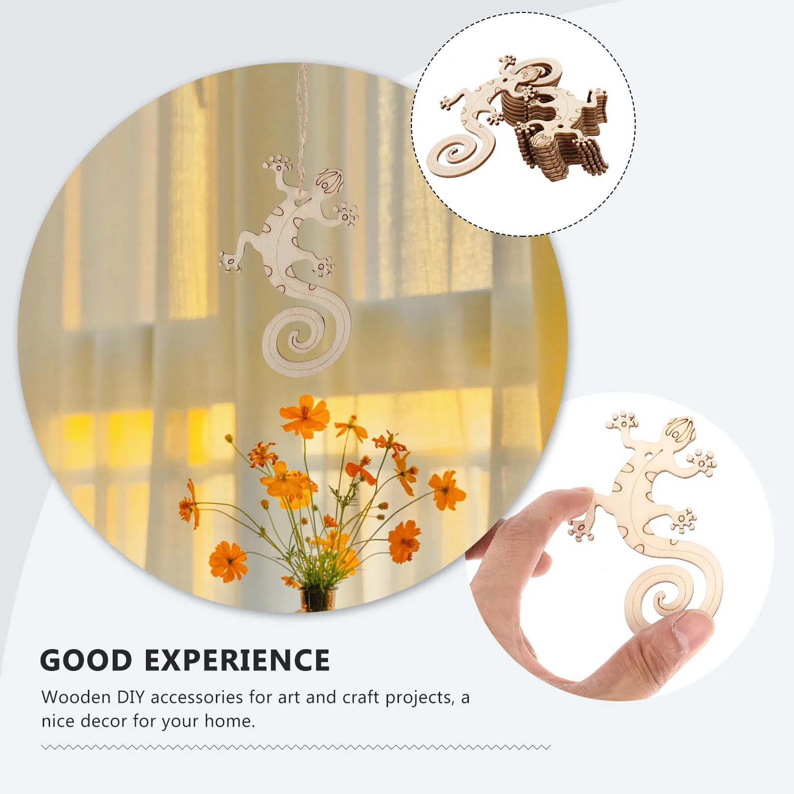 

50Sets DIY Wooden Lizard Cutouts Blank Unfinished Wood Slices for Craft Art Painting Wooden Lizard Cutouts