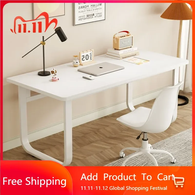 

High Quality White Office Desks White Long Straight Customized Designer Computer Desks In Stock Secretary Escritorio Furniture