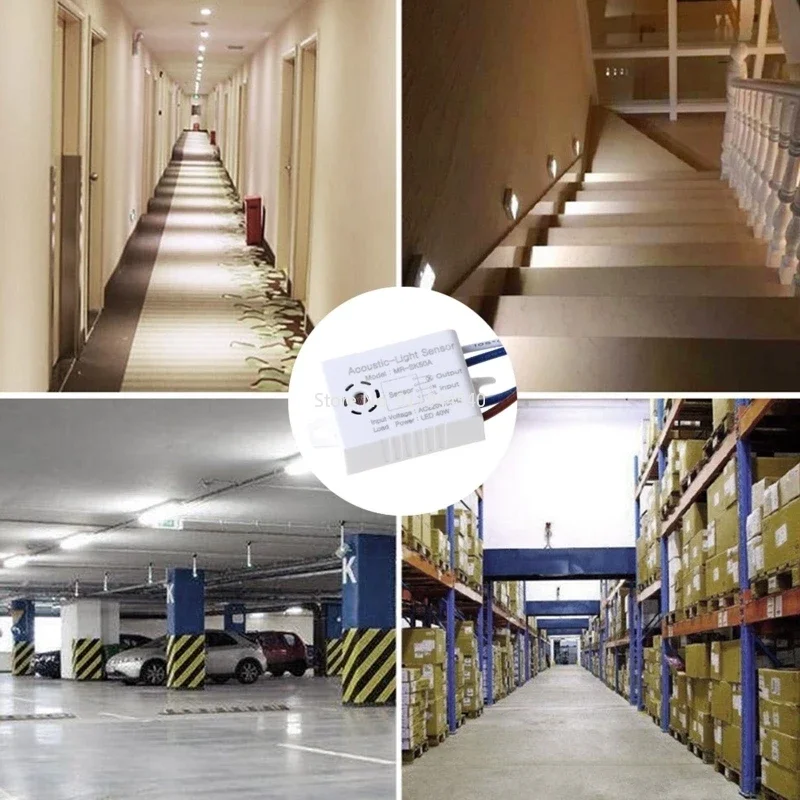 220V 40W On OFF Sound Sensor Light Switch Mini Automatic Voice Control Sensor Detector Switches for Corridor Stair Lighting Lamp