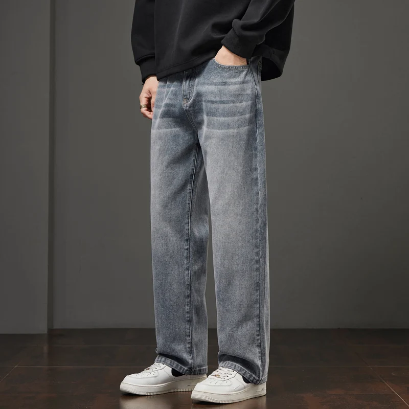 

Мужские винтажные прямые джинсы, коллекция осень-зима 2025 года, свободный крой, прямые брюки, американские повседневные брюки
