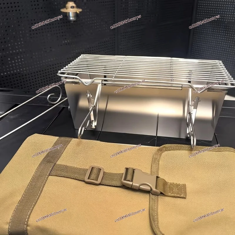 New/1 second opening and closing thickened stainless steel folding carbon oven 45 × 17 outdoor