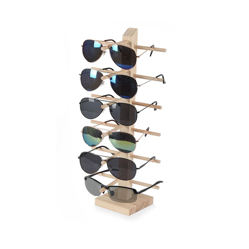 Creative Multilayer Wooden Sunglass Display Stand Holder Eyeglasses Storage Rack Window Counter Showcase Glasses Shelf Organizer