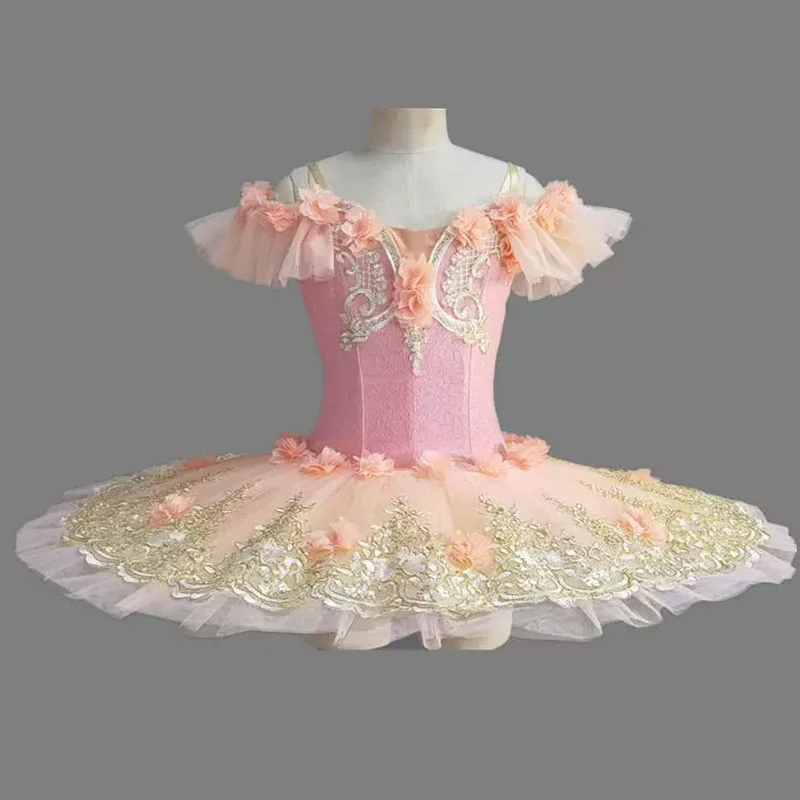 Tutu de ballet professionnel à fleurs pour filles et femmes, plateau blanc fzLake, costume de danse de fête de ballerine romantique, robe de ballerine