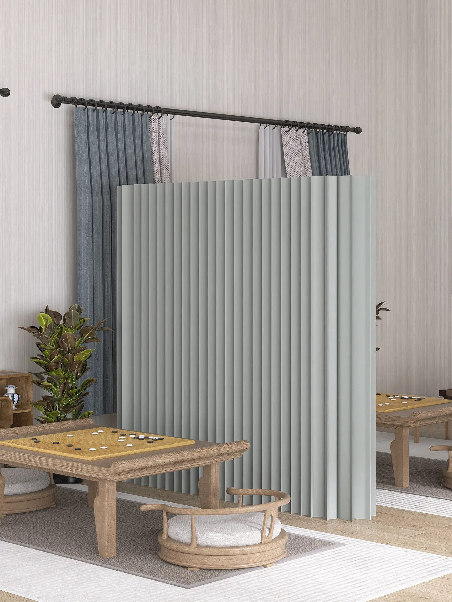 Eighteen Exquisite Simple Modern Paper Screen Partition Grey Office Beauty Salon Folding Mobile Live Background