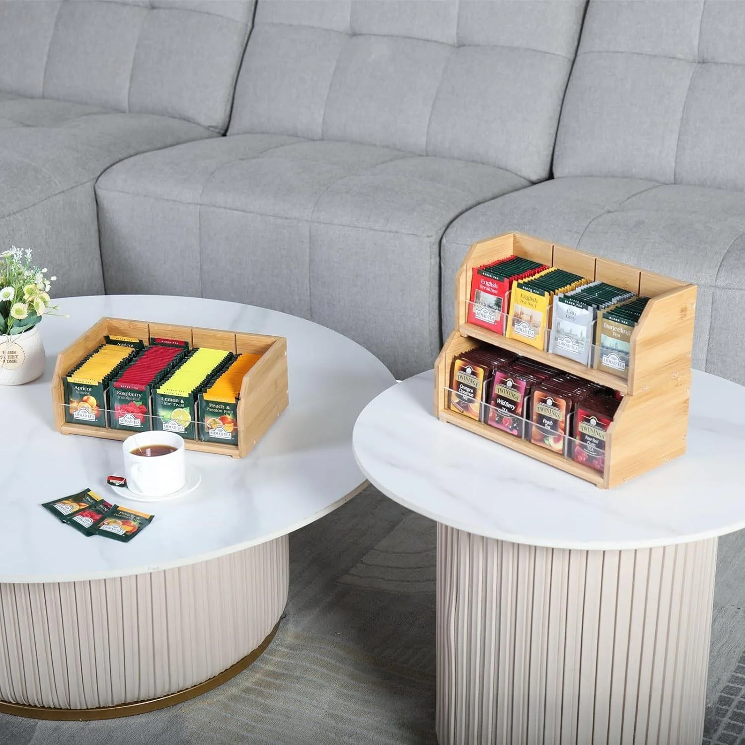 Bamboo Tea Bag Storage Box Three-layer Coffee Bag Display Rack Coffee Station Tea Room Capsule Coffee Storage Box Organizer view 3