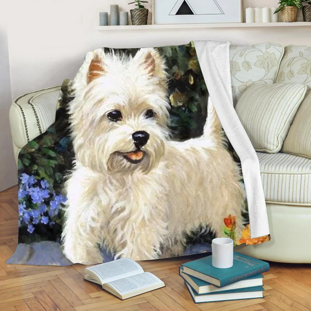 West Highland Terrier Dog Fleece Blankets for Sofa Bed Home Bedding Nap Picnic Blanket Soft Bedspread Thin Quilt for Kids Adults