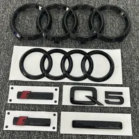 AUDI Q5 4Ring logo ABS Black Car Hood Front Grill Emblem Rear Trunk Badge Q5 Sticker Quarrto Sline Emblem For Q5 2014-2019