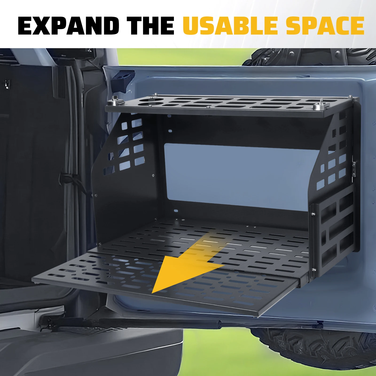 

Car Rear Door Foldable Shelf Tailgate Table Storage Rack Doors Luggage Holder Molle Panel for Ford Bronco Car Interior Accessory