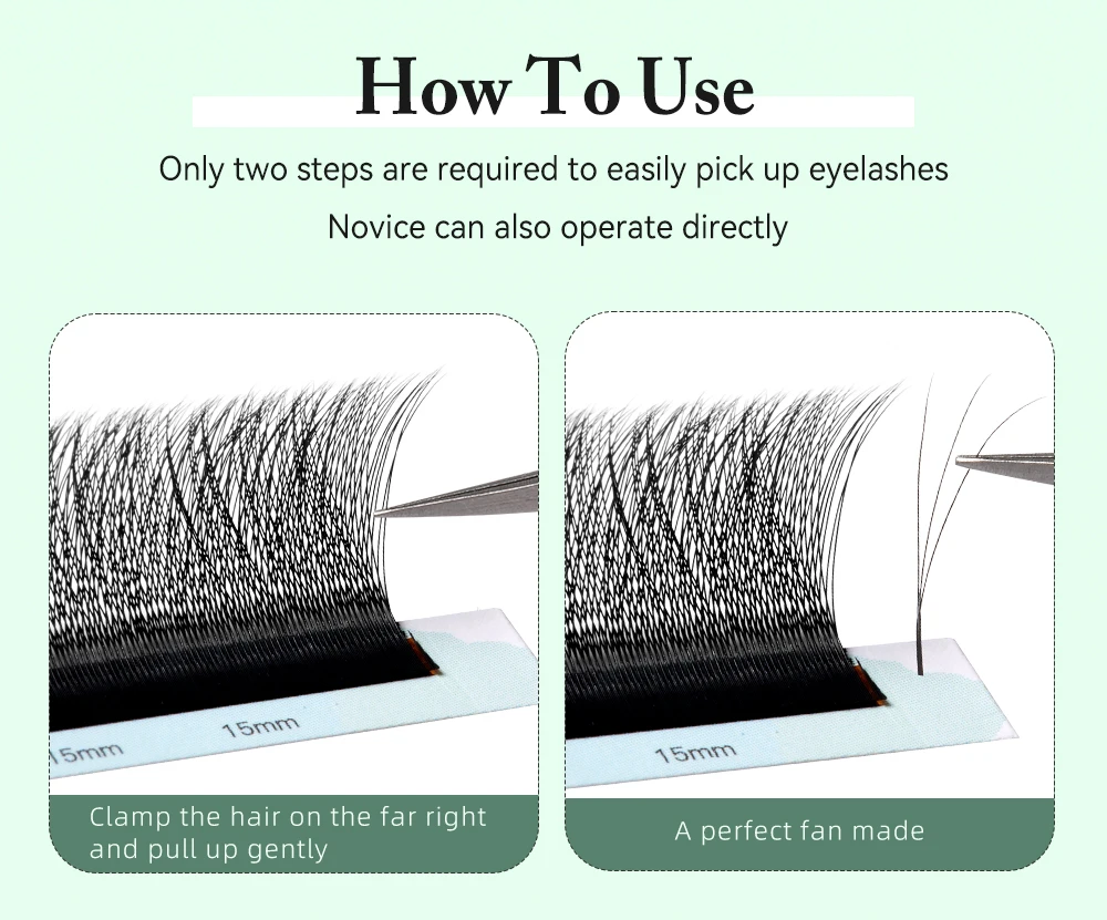 Yelix 3D Vorgefertigte Fächer-Wimpernverlängerungen mit kleinerem Abstand, schmaler Form, weiche Kunstwimpern für Salon & Professionelle Großhandels-Wimpernprodukte – Detail 9