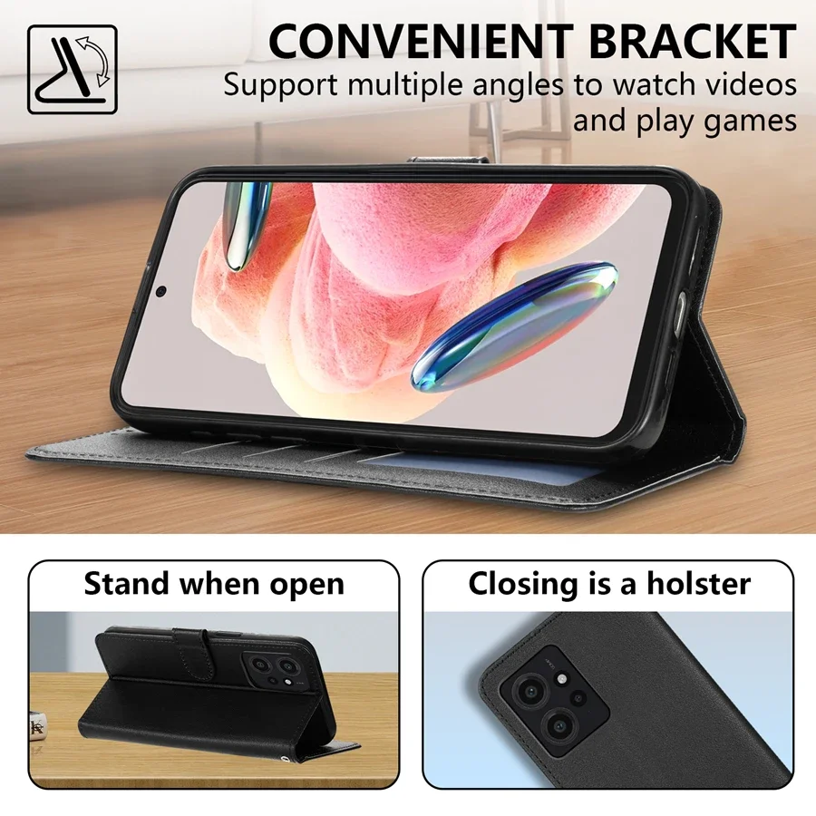 Funda de cuero magnética tipo cartera con ranura para tarjetas y soporte, para Xiaomi 14T 13T Redmi 14C 13C 12C 10C Note 14 Pro+ 14S 13 12 12S 11 10 Pro 3