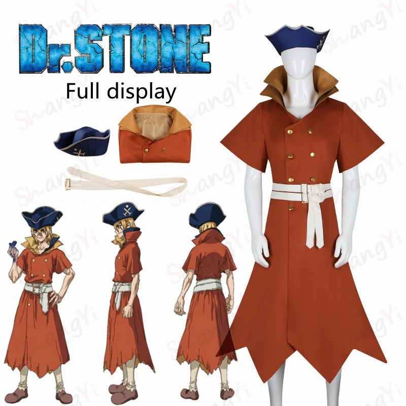 

Anime Dr.Stone Nanami Ryusui Cosplay Costume Adult Hat Robe Belt Set Halloween Carnival Party New Fashion Cosplay