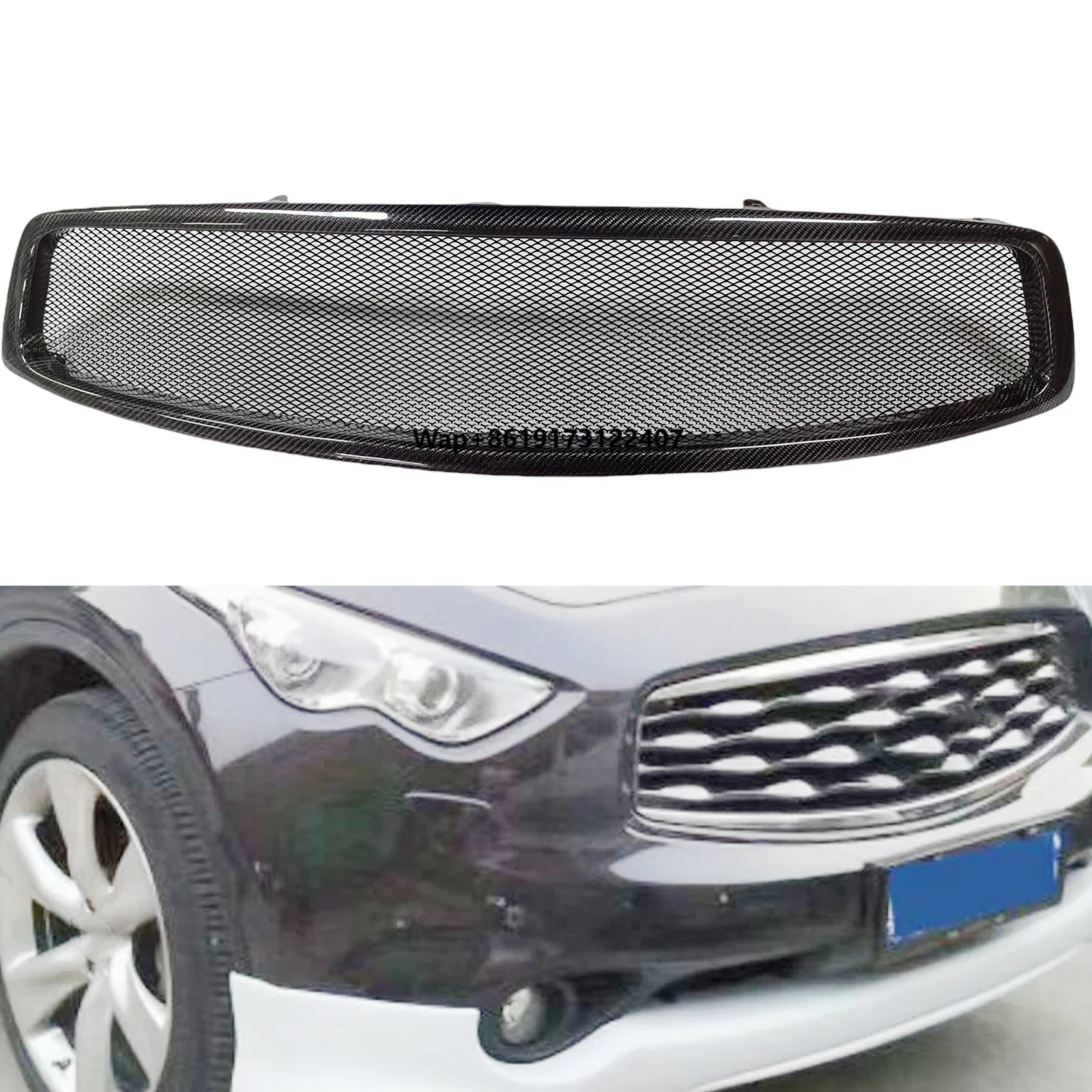 

Carbon Fiber Front Bumper Grille Grill Mesh for Infiniti Fx35 Fx37 Fx50 2009-11