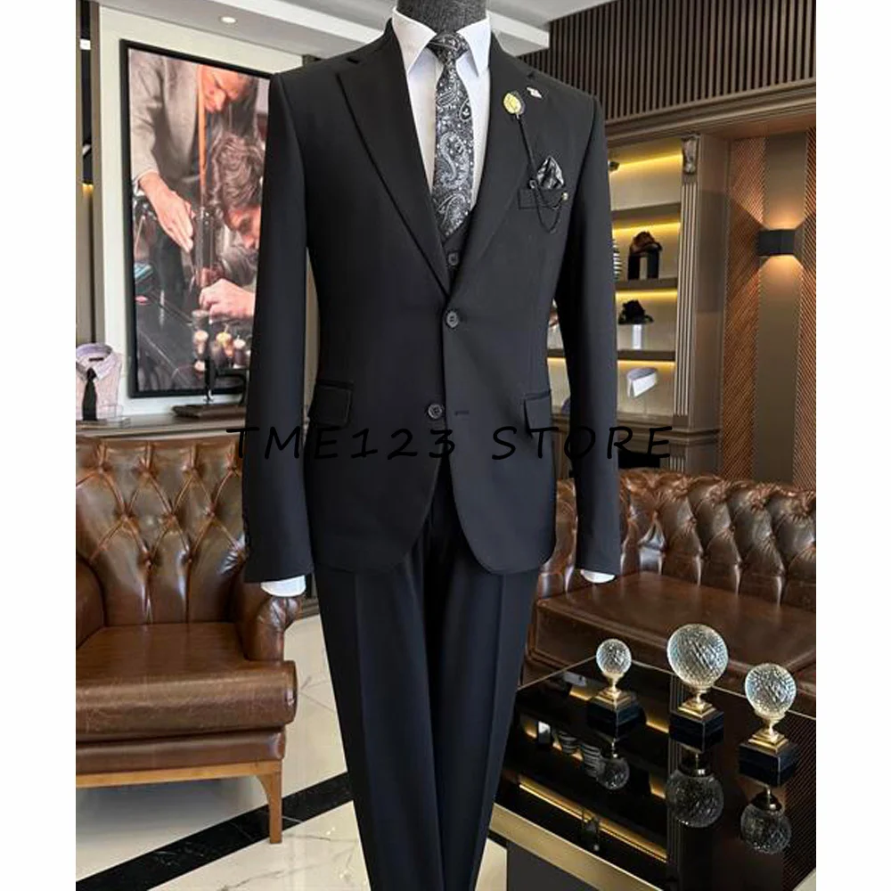 

Double Breasted Black Mens Suits For Wedding Custom Made Groom Dress Tuxedos For Man Costume Homme Best Man Blazer Pants