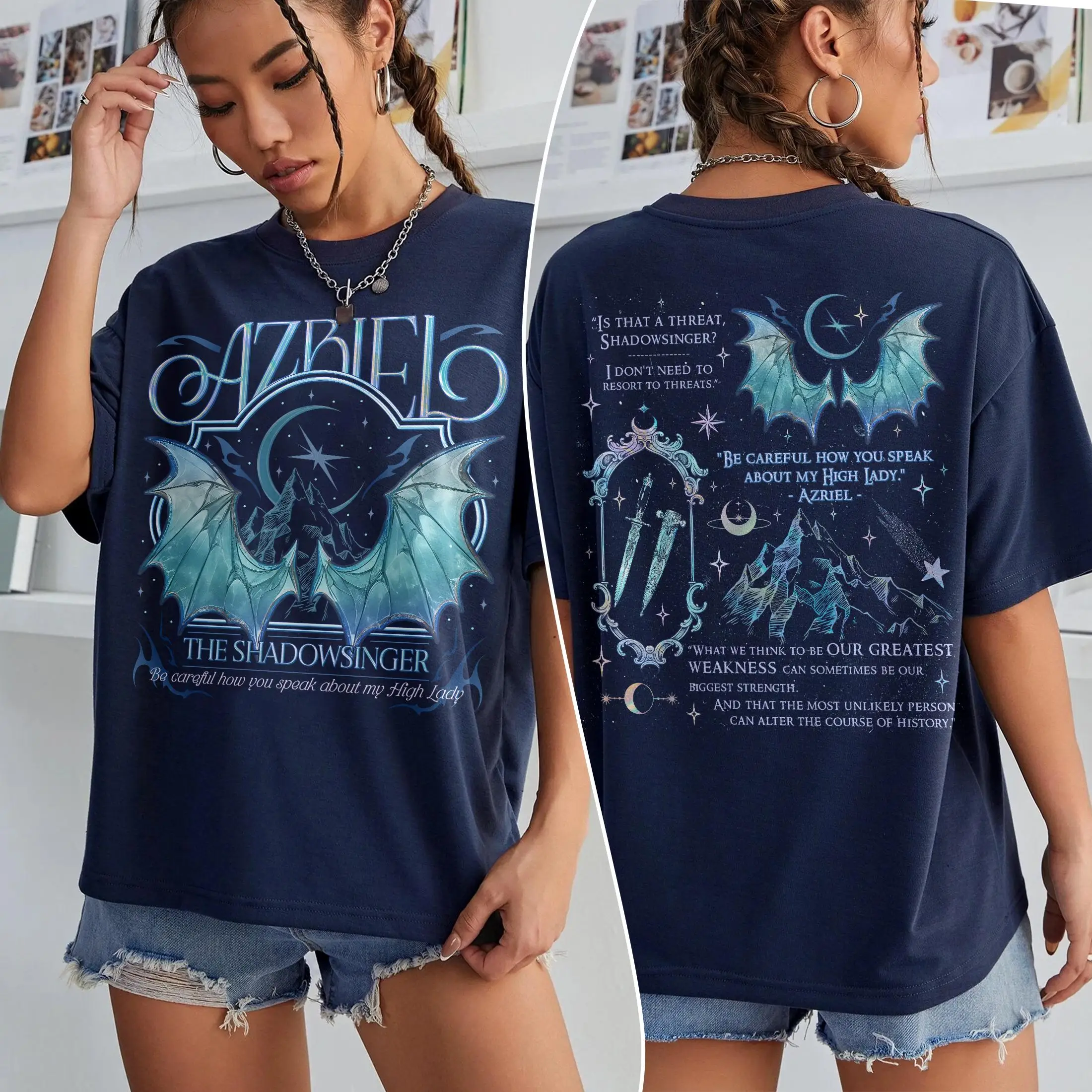 Azriel Shadowsinger TShirt, ACOTAR Night Court T-shirt for Fan, Illyrian Warrior Bat Boys Velaris Tee, Gift for SJm Book Lover