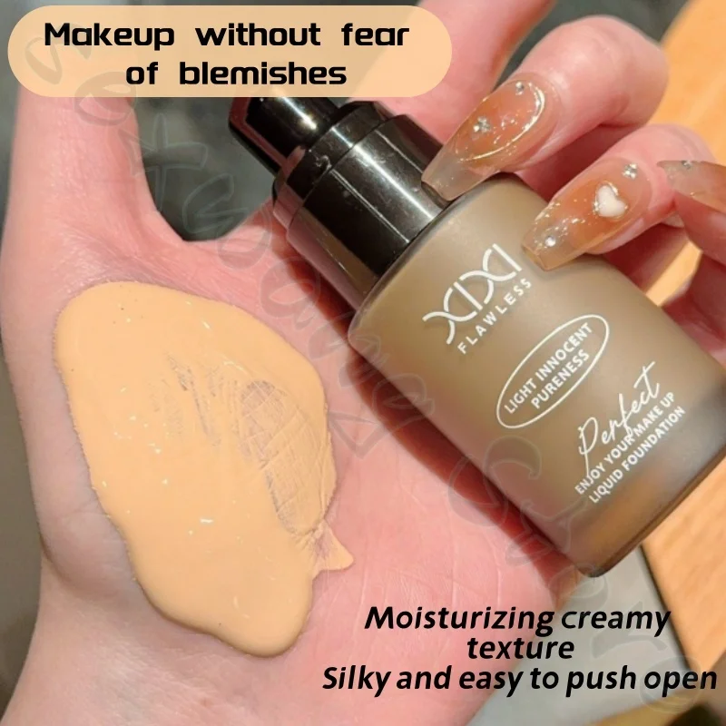 XIXI Liquid Foundation Moisturizing Concealer Moisturizing Light Thin Invisible Pores Improves Dullness Brightens Skin 30ml