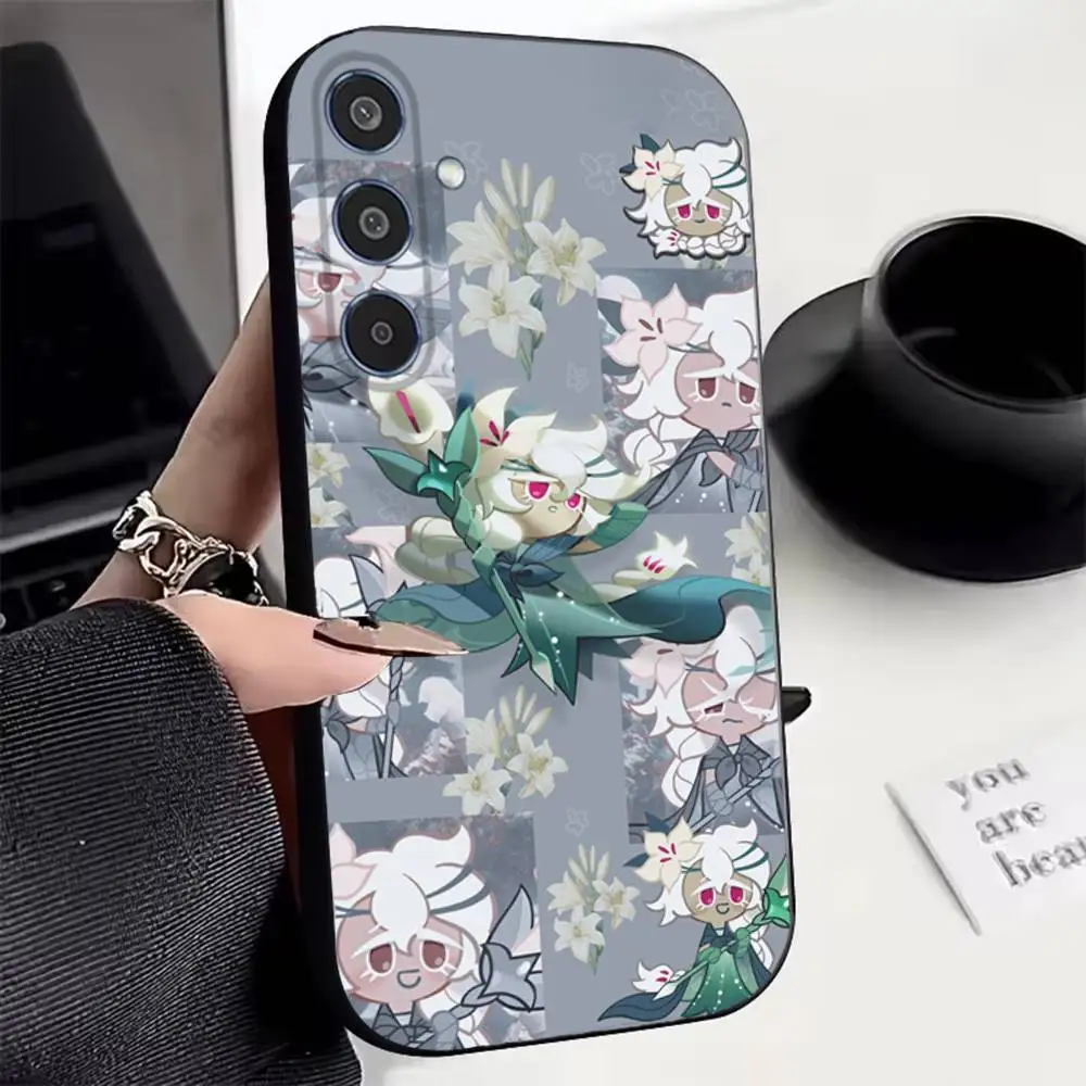 Run Kingdom White lily Cookie Phone Case For Samsung Galaxy  A22 A21 Ultra  A70  A71 A73 A72 Black Back Cover