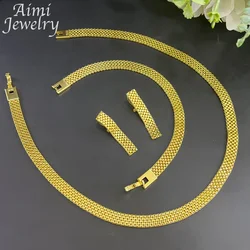 Necklace Earrings Bracelet Simple 18K Gold Plated Jewelry Set for Women Italian Jewellery Set Bridal Wedding African Party Gifts