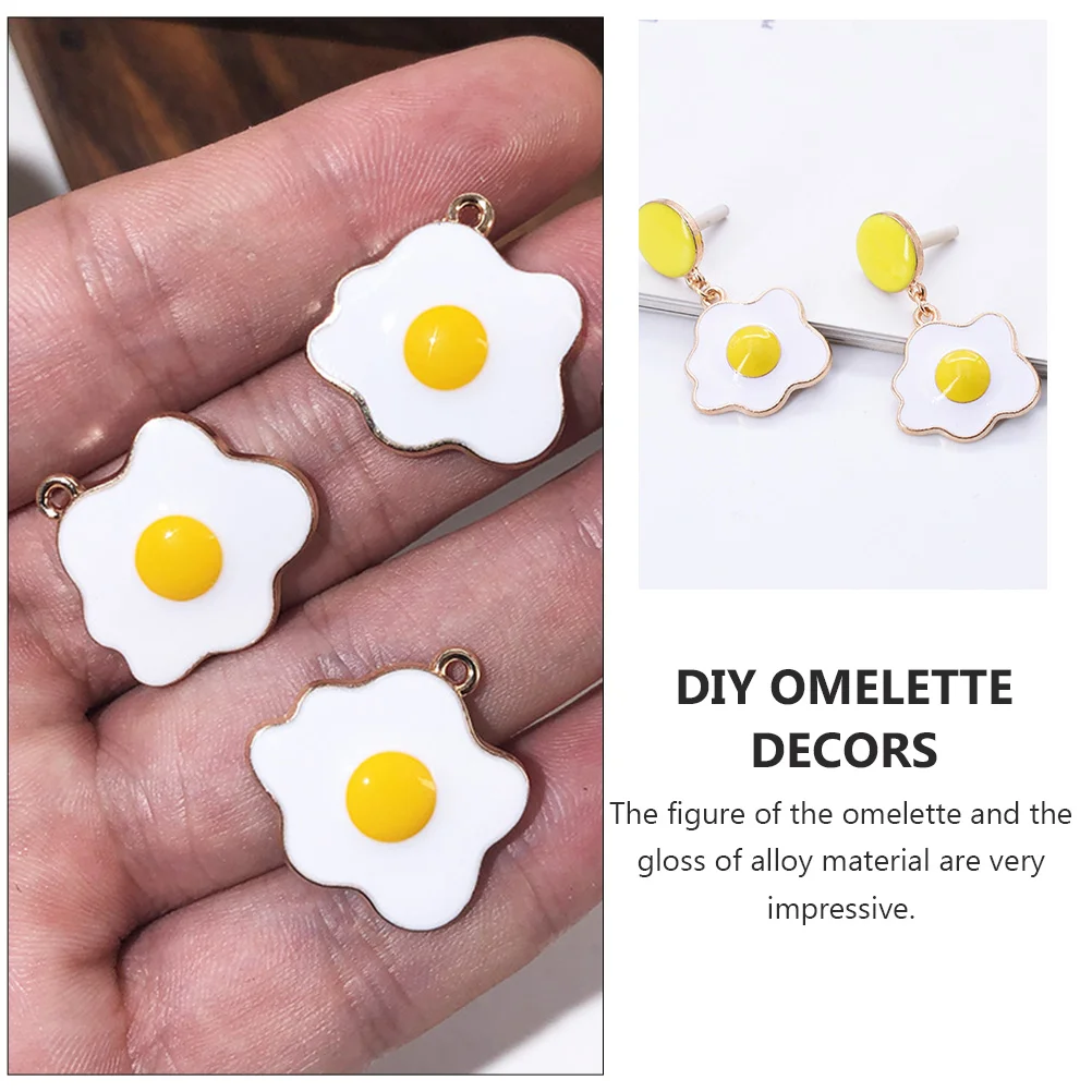 20 Pcs Mini Omelette Pendant Fried Egg Earrings Decorations Design Pendants Handbag Man Toys